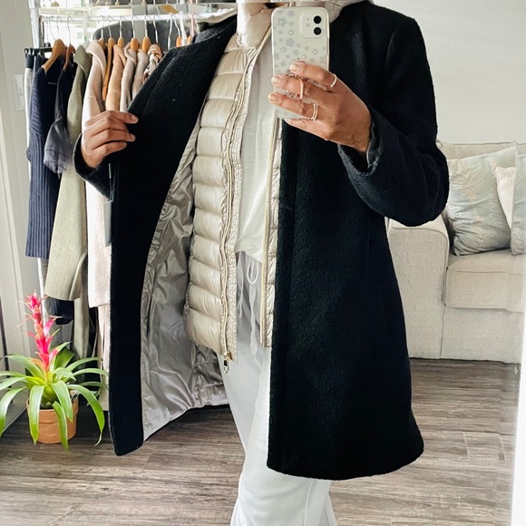 Calvin Klein Black Wool Blend Puffer Coat Medium - Picture 4 of 12